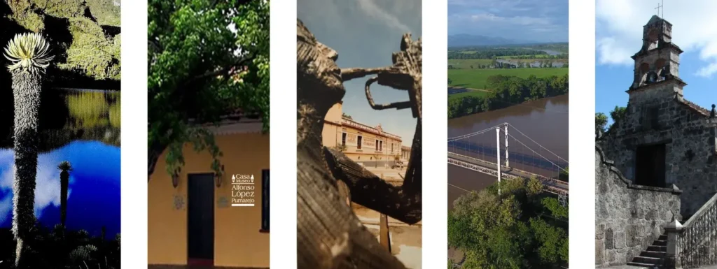 1. Páramo 2. Museo Alfonso López Pumarejo 3. Parque de la Música y Conservatorio de Ibagué 4. Puente en Purificación 5. Iglesia de la Ermita de Mariquita